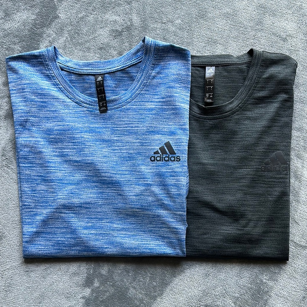 Adidas Blue and Gray Short Sleeve Tees